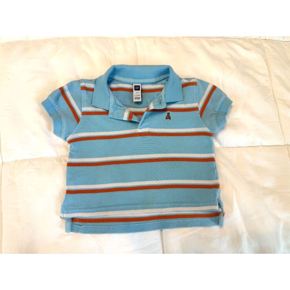 Baby Gap Blue Orange Striped Polo Shirt 6-12 Months